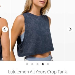 NWOT Lululemon All Yours Crop Tank *Wash
Cloudy Wash True Navy